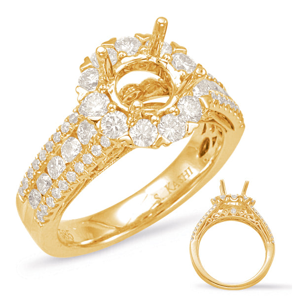 Yellow Gold Halo Engagement Ring - EN7851-1YG