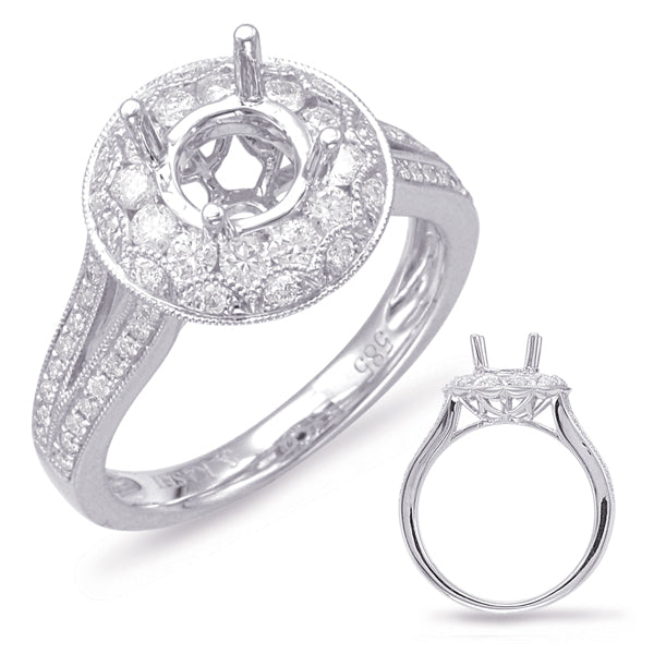 White Gold Halo Engagement Ring - EN7852-1WG