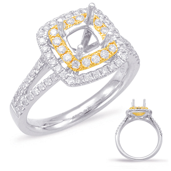 Yellow & White Gold Halo Engagement Ring - EN7854-5.5MYW