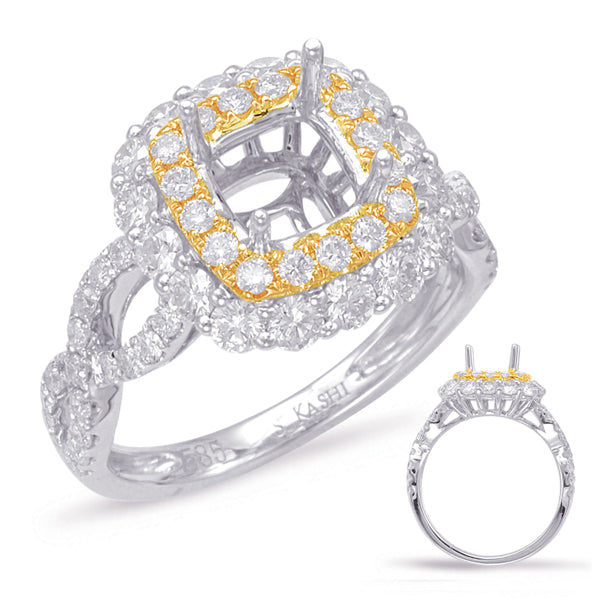 Yellow & White Gold Halo Engagement Ring - EN7857-6.5MYW