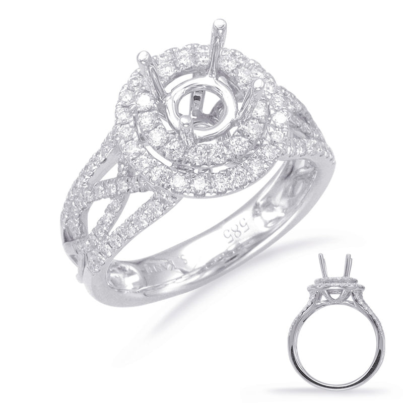 White Gold Halo Engagement Ring - EN7858-1WG