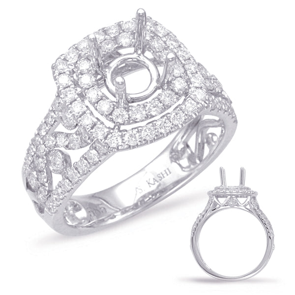 White Gold Halo Engagement Ring - EN7859-1WG