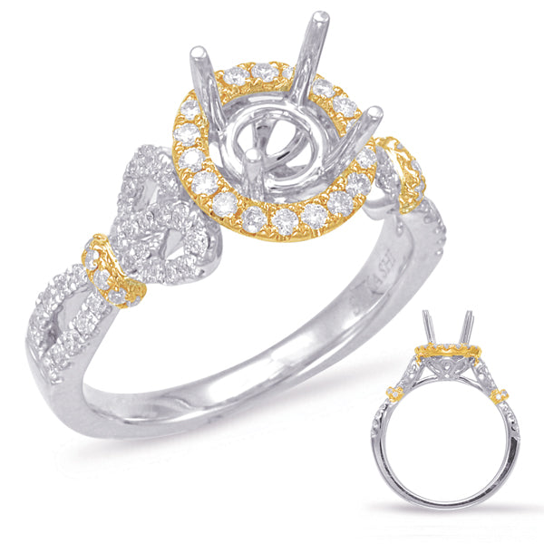 Yellow & White Gold Halo Engagement Rin - EN7864-1YW