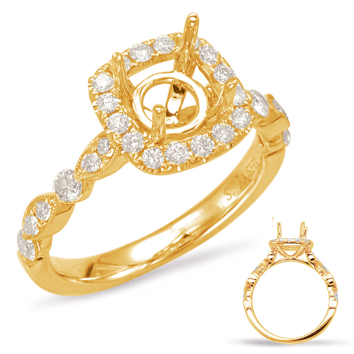 Yellow Gold Halo Engagement Ring - EN7866-15YG