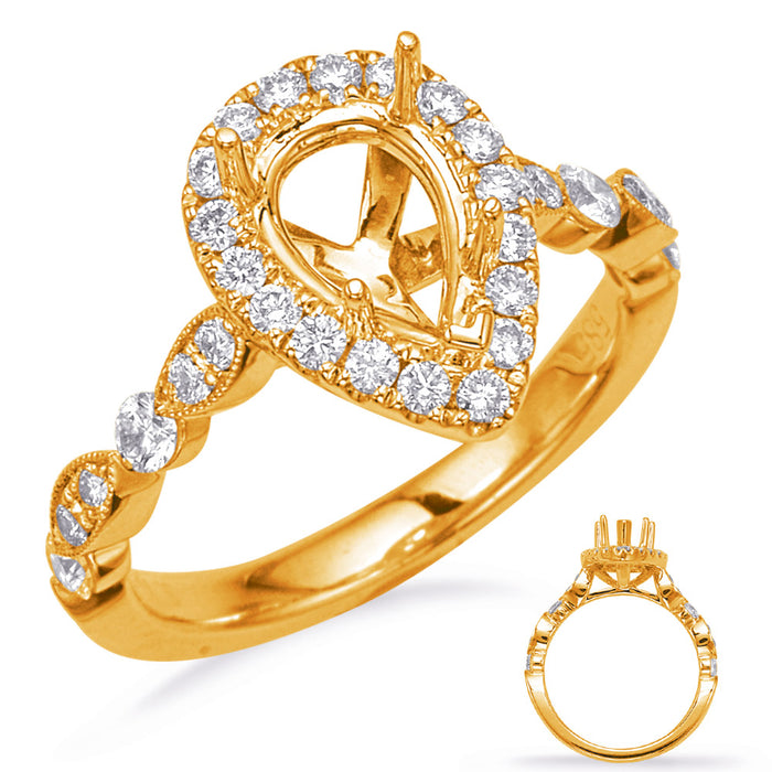 Yellow Gold Halo Engagement Ring - EN7866-6X4MPSYG