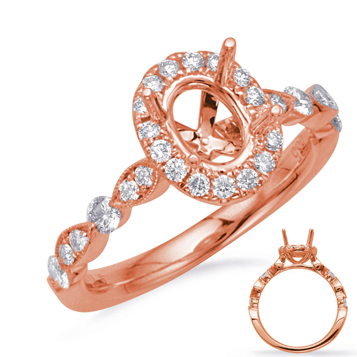 Rose Gold Halo Engagement Ring - EN7866-8X6MOVRG