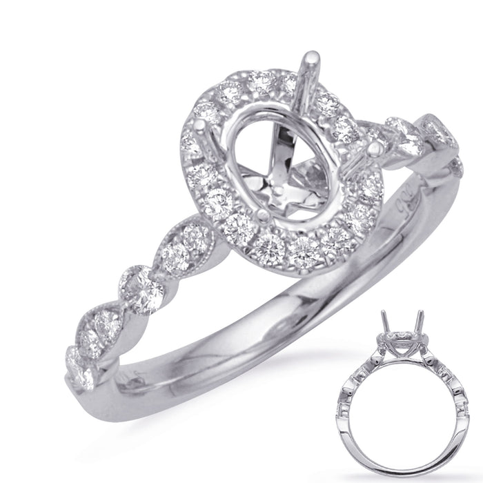 White Gold Halo Engagement Ring - EN7866-8X6MOVWG