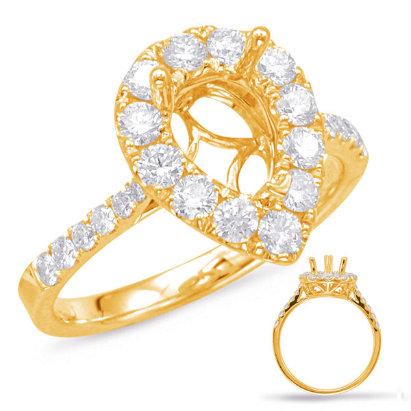 Yellow Gold Halo Engagement Ring - EN7873-7X5MYG