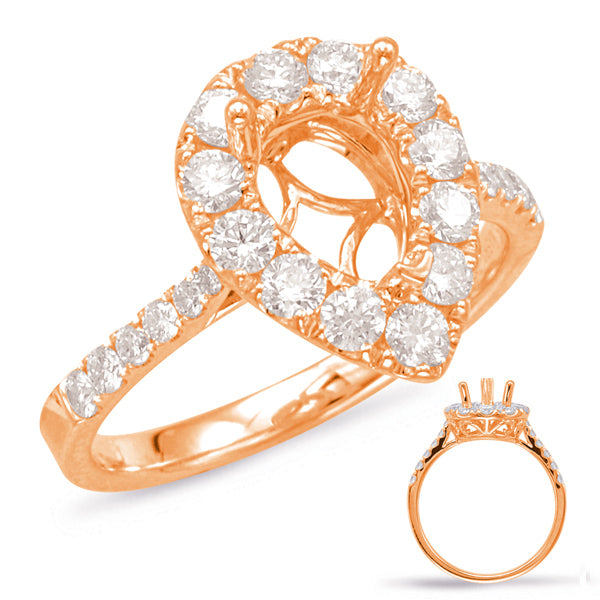 Rose Gold Halo Engagement Ring - EN7873-8X6MRG