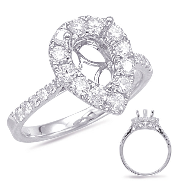 White Gold Halo Engagement Ring - EN7873-8X6MWG