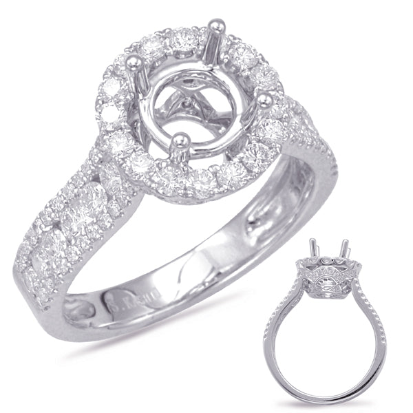 White Gold Halo Engagement Ring - EN7881-1WG