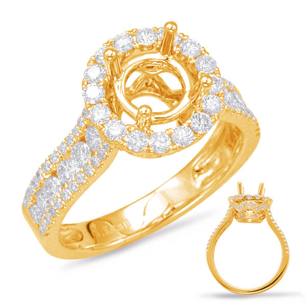 Yellow Gold Halo Engagement Ring - EN7881-1YG