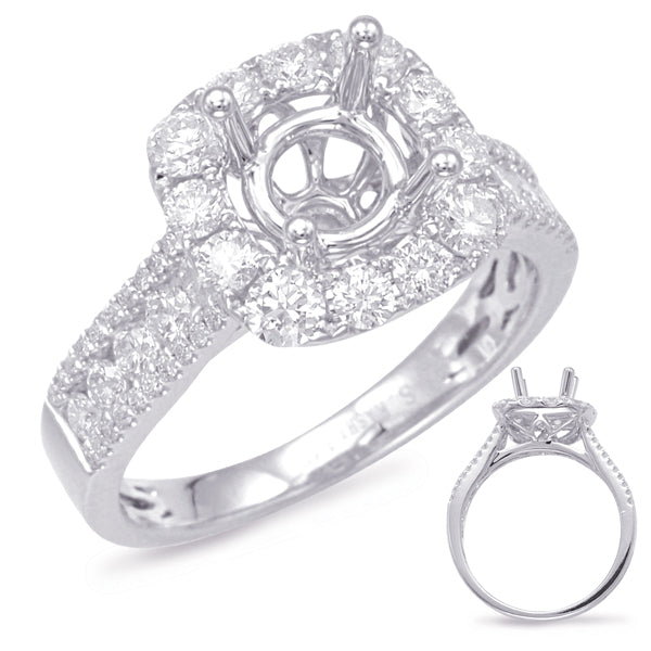 White Gold Halo Engagement Ring - EN7882-1WG