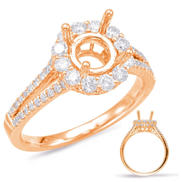 Rose Gold Halo Engagement Ring - EN7885-1RG