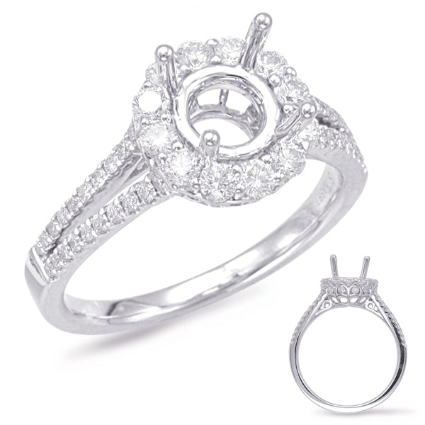 White Gold Halo Engagement Ring - EN7885-1WG