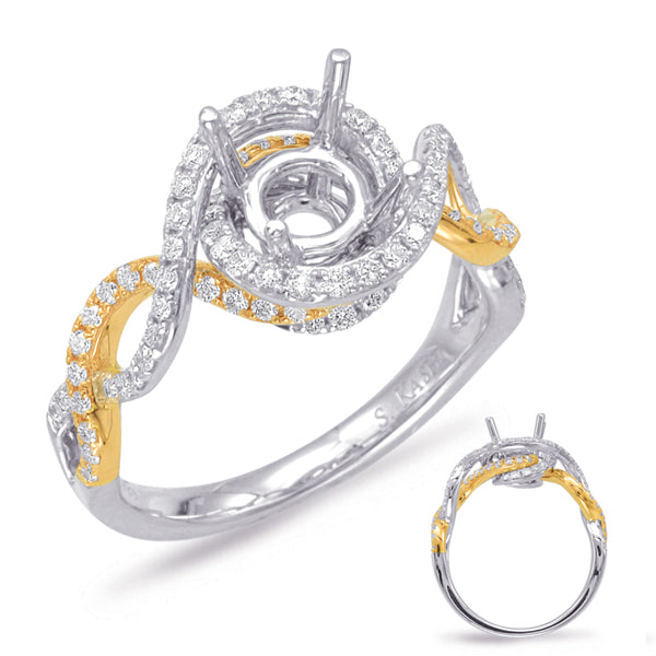 Yellow & White Gold Halo Engagement Ring - EN7890-75YW