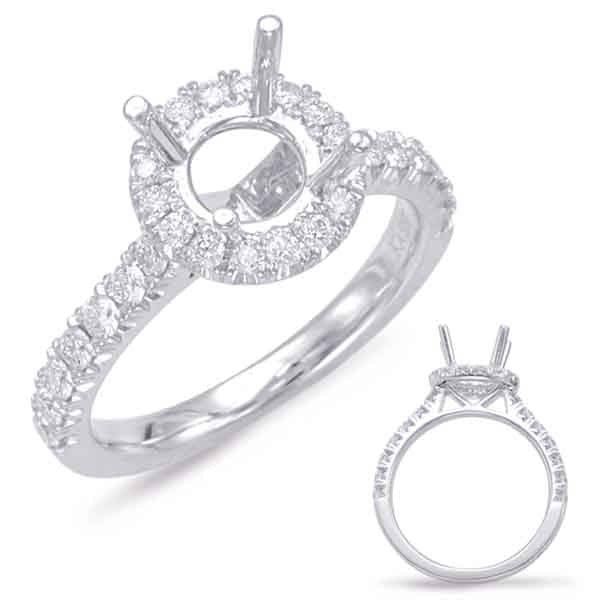 White Gold Halo Engagement Ring - EN7891-15WG