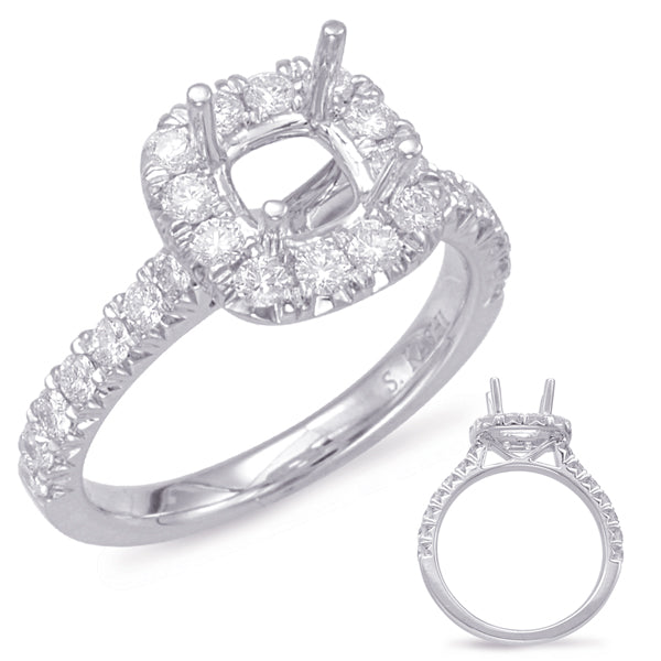 White Gold Halo Engagement Ring - EN7892-15WG