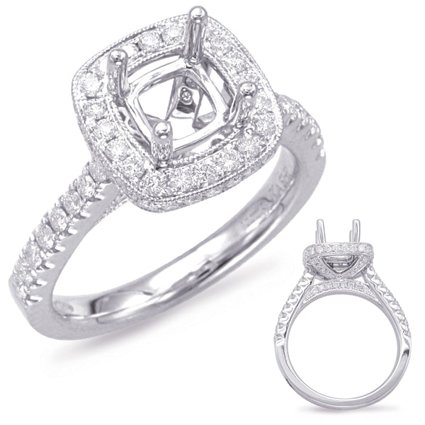 White Gold Halo Engagement Ring - EN7894-1CUWG