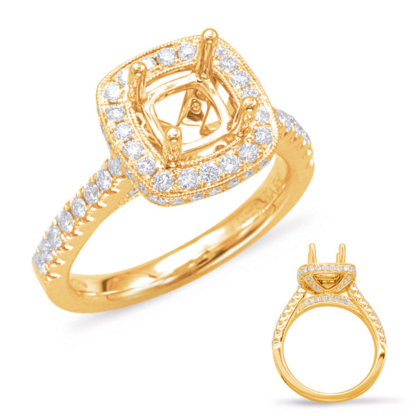 Yellow Gold Halo Engagement Ring - EN7894-1CUYG