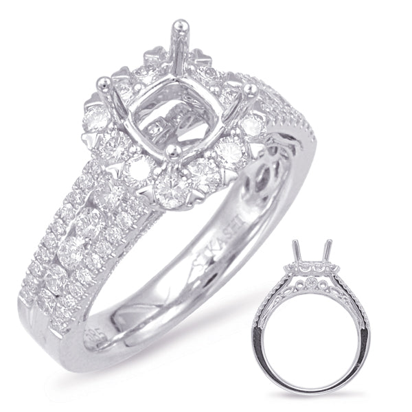 White Gold Halo Engagement Ring - EN7895-1WG