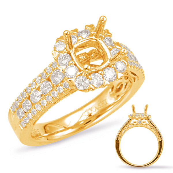 Yellow Gold Halo Engagement Ring - EN7895-1YG