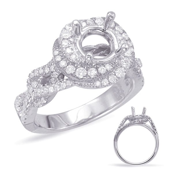 White Gold Halo Engagement Ring - EN7901-1WG