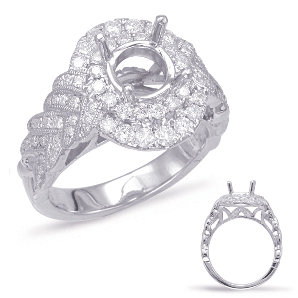 White Gold Halo Engagement Ring - EN7902-1WG