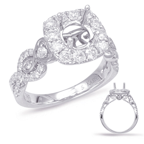 White Gold Halo Engagement Ring - EN7903-125WG