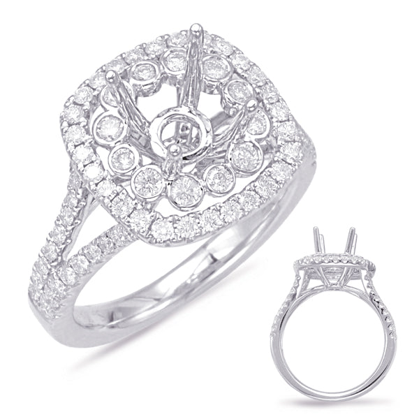 White Gold Halo Engagement Ring - EN7905-1WG