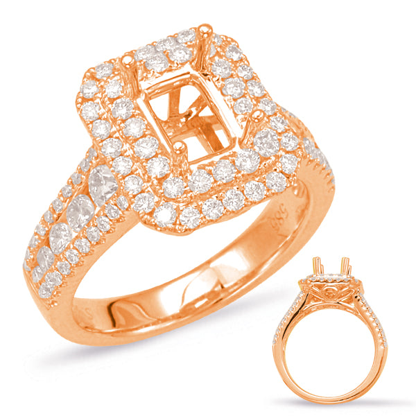 Rose Gold Halo Engagement Ring - EN7906-7X5MRG