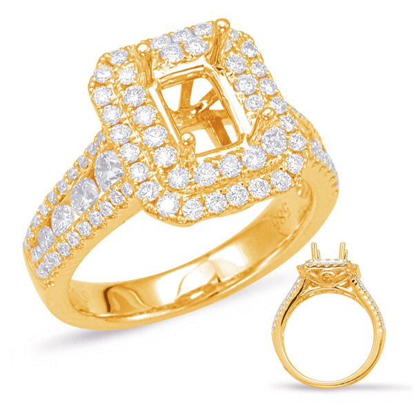 Yellow Gold Halo Engagement Ring - EN7906-7X5MYG