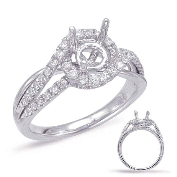 White Gold Halo Engagement Ring - EN7912-1WG