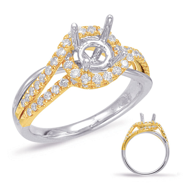 Yellow & White Gold Halo Engagement Ring - EN7912-1YW