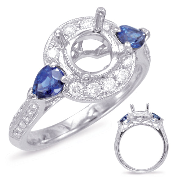 Platinum  Sapphire & Diamond Halo Ring - EN7920-1SPL