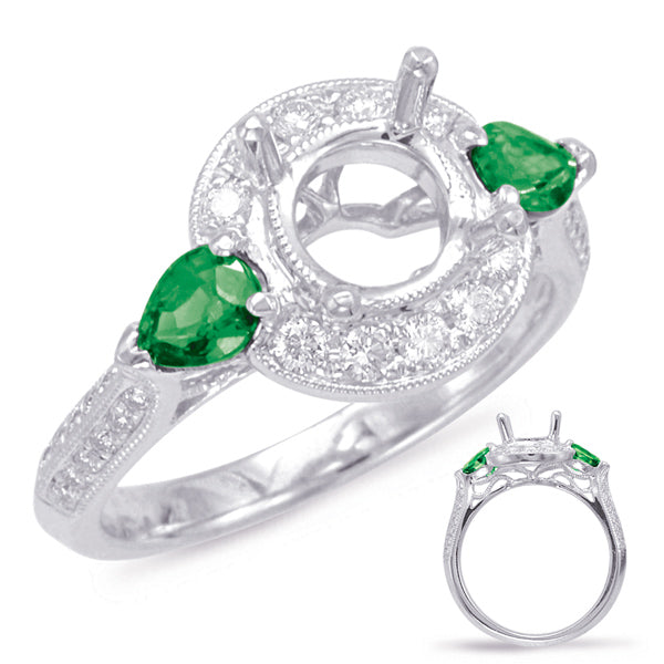 White Gold Tsavorite & Diamond Halo Ring - EN7920-1TSWG