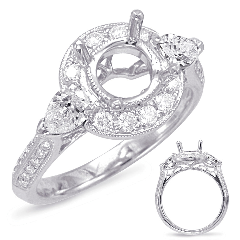 White Gold Halo Engagement Ring - EN7920-1WG