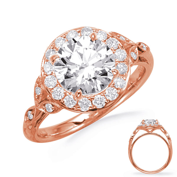 Rose Gold Halo Engagement Ring - EN7930-50RG