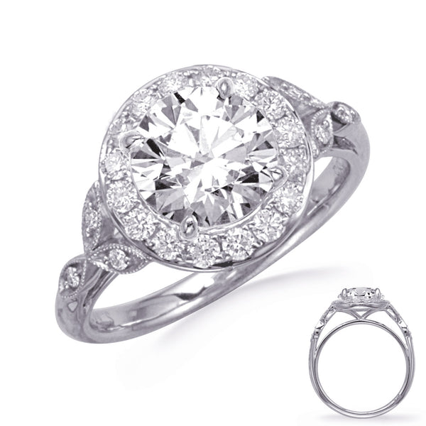 White Gold Halo Engagement Ring - EN7930-50WG