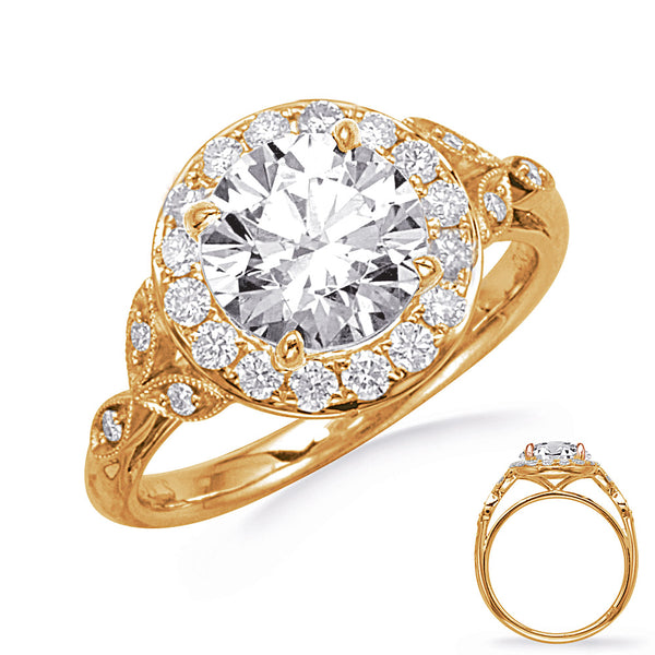 Yellow Gold Halo Engagement Ring - EN7930-50YG