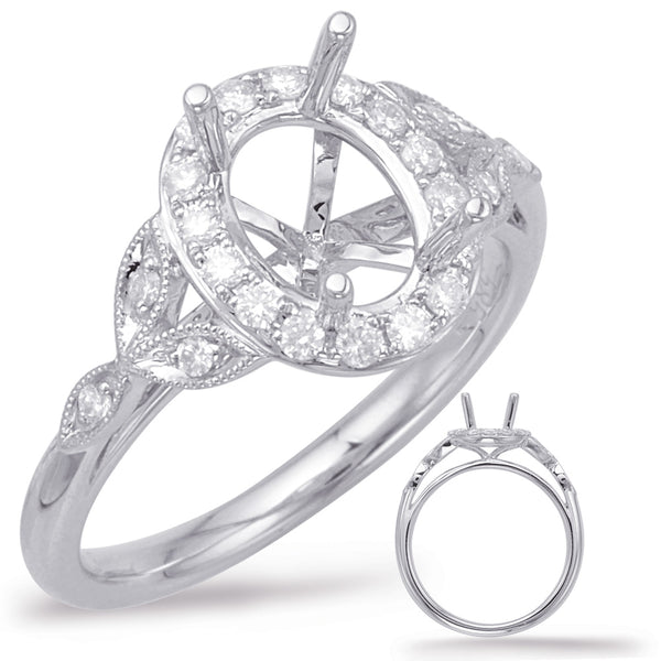White Gold Halo Engagement Ring - EN7930-5X3MWG