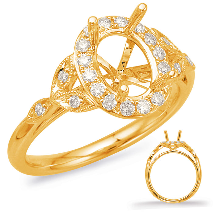 Yellow Gold Halo Engagement Ring - EN7930-6X4MYG