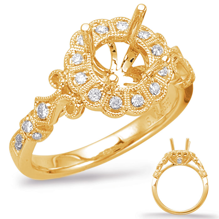 Yellow Gold Halo Engagement Ring - EN7946-125YG