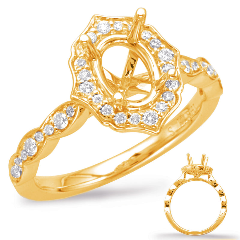 Yellow Gold Halo Engagement Ring - EN7948-6X4MOVYG