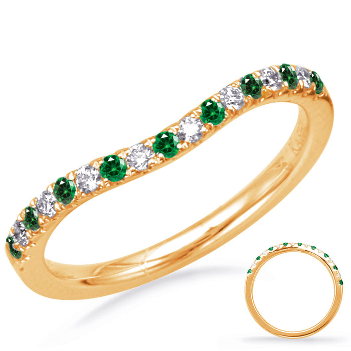 Yellow Gold Emerald & Diamond Band - EN7949-BEYG