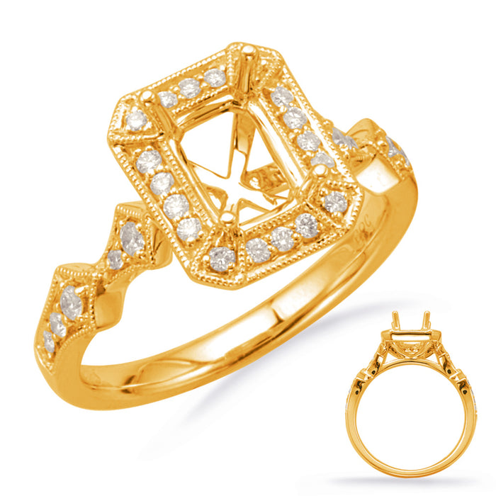 Yellow Gold Halo Engagement Ring - EN7950-6X4MYG