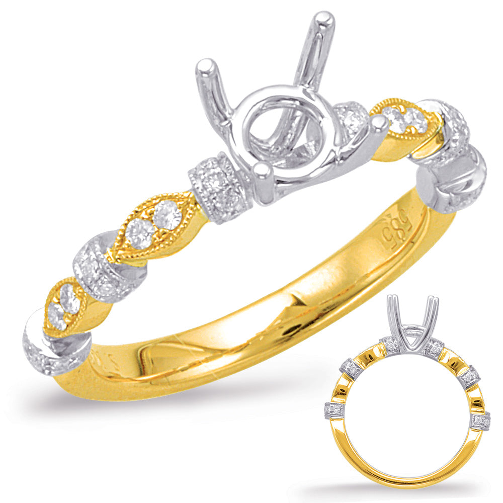 Yellow & White Gold Halo Engagement Ring - EN7951-1YW