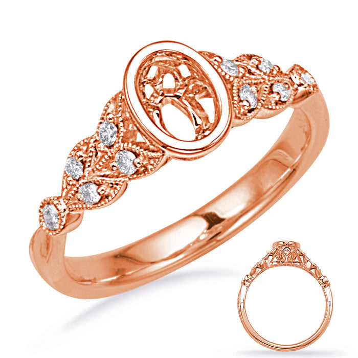 Rose Gold Engagement Ring Bezel Head - EN7958-6X4MRG