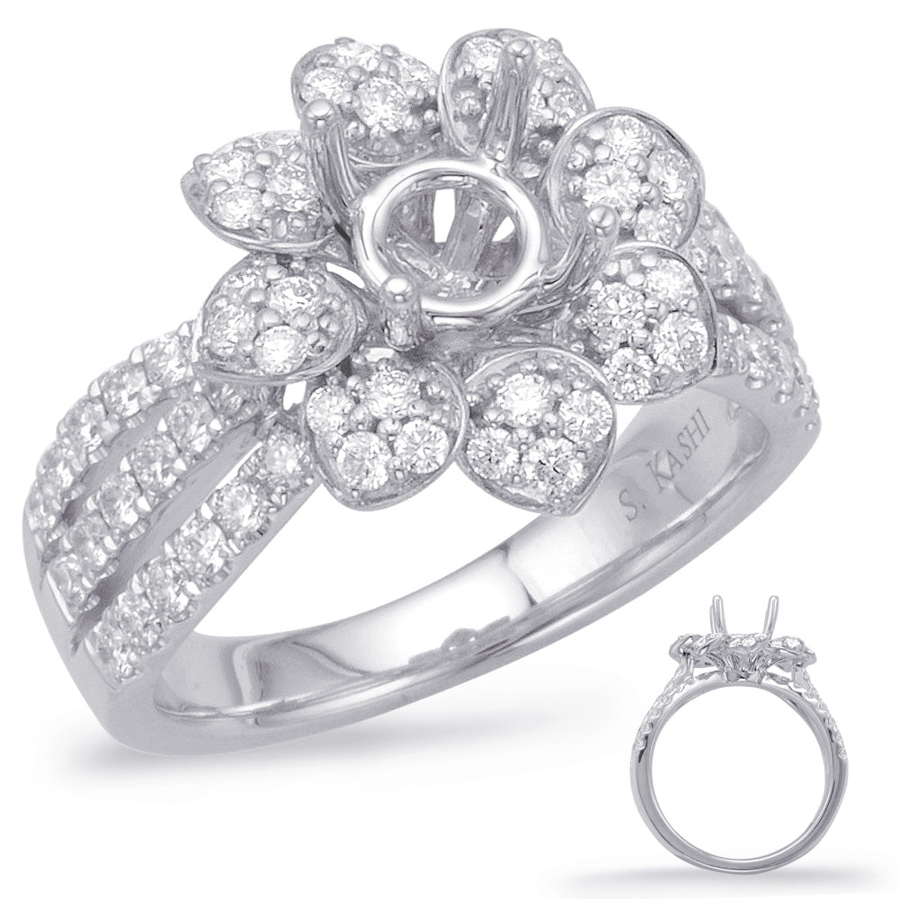 White Gold Halo Engagement Ring - EN7988-1WG