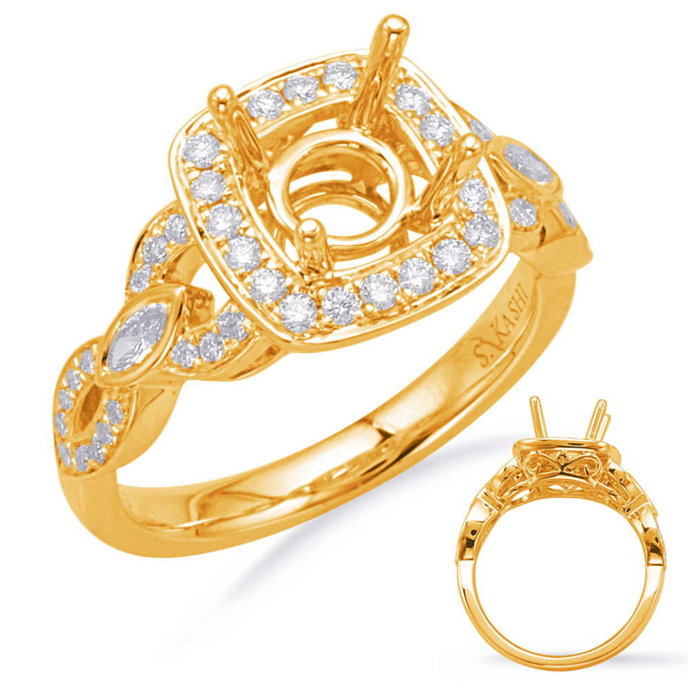 Yellow Gold Halo Engagement Ring - EN7989-1YG